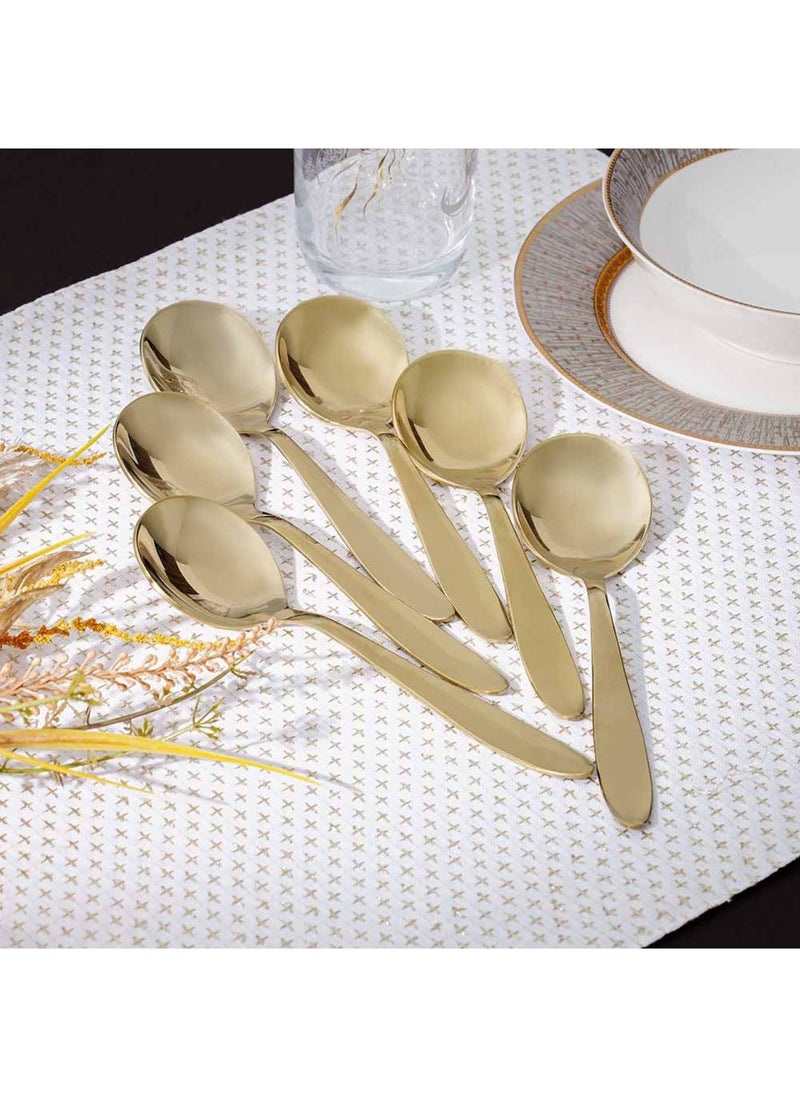 DANUBE HOME Pvd Lotus 6-Piece Soup Spoon Gold 18 X 4.4CM  - Image 1