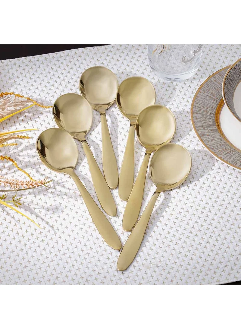 DANUBE HOME Pvd Lotus 6-Piece Soup Spoon Gold 18 X 4.4CM
