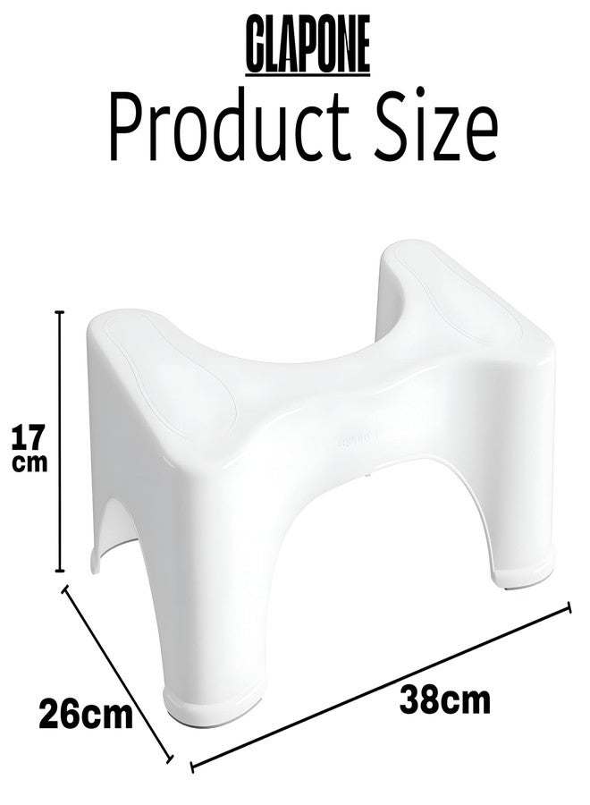 CLAPONE كرسي مرحاض كلابون للحمام/الحمام/كرسي للبالغين/كرسي بلاستيكي متدرج/مرحاض غربي مضاد للإمساك/مرحاض/مسند قدم مانع للانزلاق/مشط/مسند ساق/درجات غربية/مسند قدم (أبيض، قطعتان) - Image 2