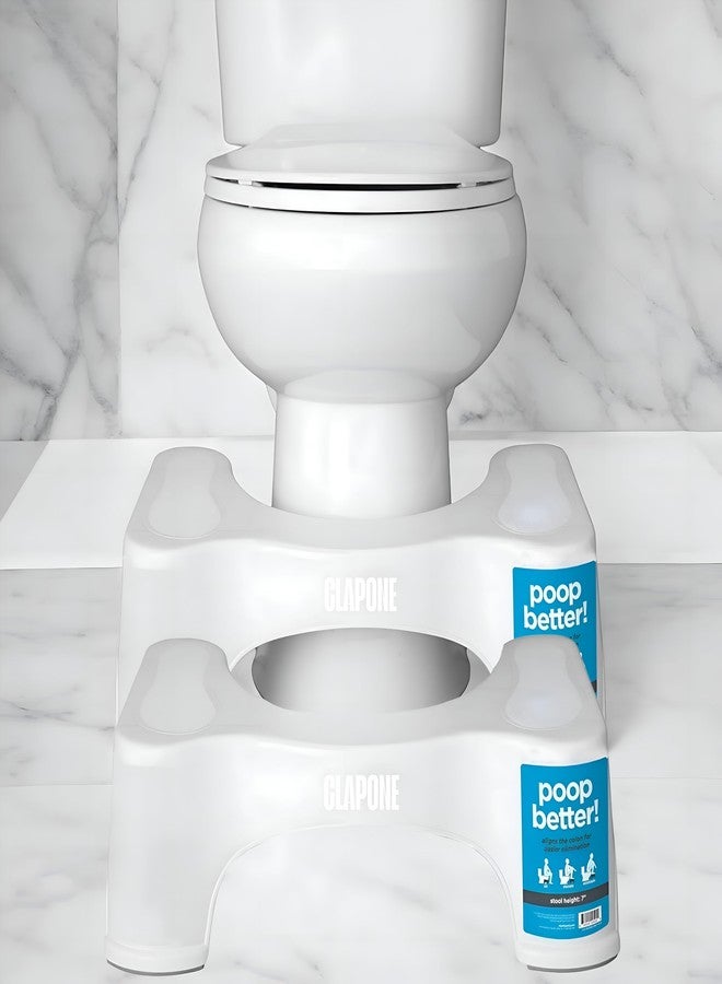 CLAPONE كرسي مرحاض كلابون للحمام/الحمام/كرسي للبالغين/كرسي بلاستيكي متدرج/مرحاض غربي مضاد للإمساك/مرحاض/مسند قدم مانع للانزلاق/مشط/مسند ساق/درجات غربية/مسند قدم (أبيض، قطعتان) - Image 1