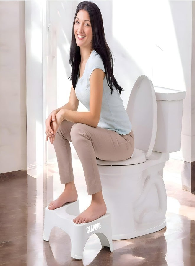 CLAPONE كرسي مرحاض كلابون للحمام/الحمام/كرسي للبالغين/كرسي بلاستيكي متدرج/مرحاض غربي مضاد للإمساك/مرحاض/مسند قدم مانع للانزلاق/مشط/مسند ساق/درجات غربية/مسند قدم (أبيض، قطعتان) - Image 3