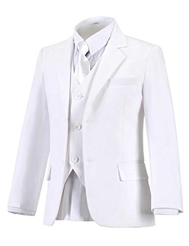 Addneo White Suit for Boys Toddler Communion Suits Kids Formal Dress Tuxedo Children's Slim Fit Suits Size 12 - Image 4