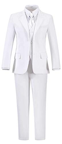 Addneo White Suit for Boys Toddler Communion Suits Kids Formal Dress Tuxedo Children's Slim Fit Suits Size 12 - Image 1