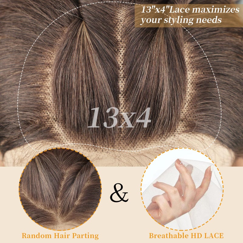 AISI HAIR 13x4 HD Lace Front Wig Mixed Blonde Pre Plucked With Baby Hair Straight Glueless Synthetic Wigs for Women 28inch Beginner Friendly - Image 4