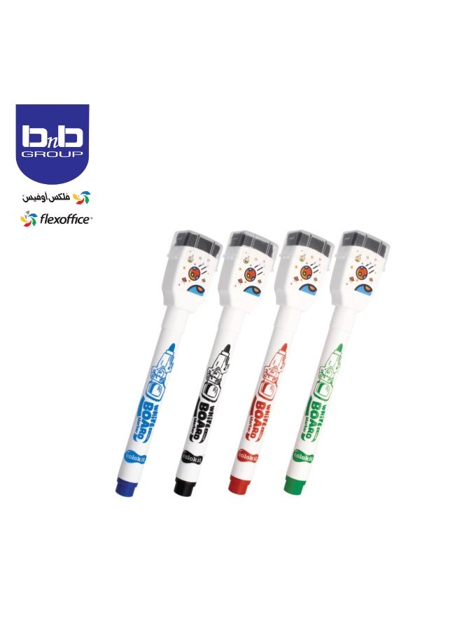 FLEXOFFICE Flex Office White Board Marker With Eraser (Pack of 3 Assorted colors) - Image 4