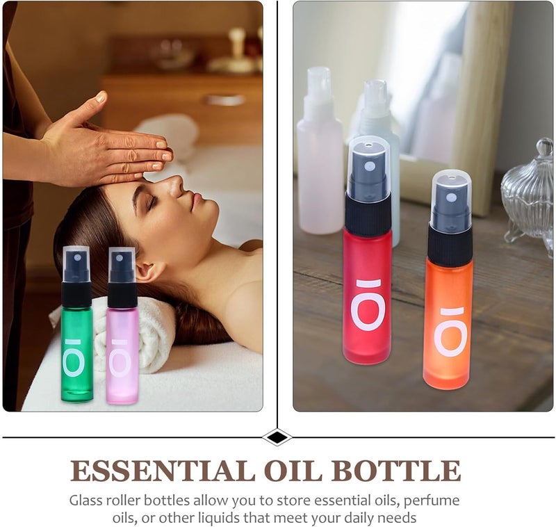 8pcs 10ml Colorful Frosted Glass Roll-on Bottles Refillable Perfume Subpackaging Essential Oil Bottles for Travel and Personal Care Style - Image 5