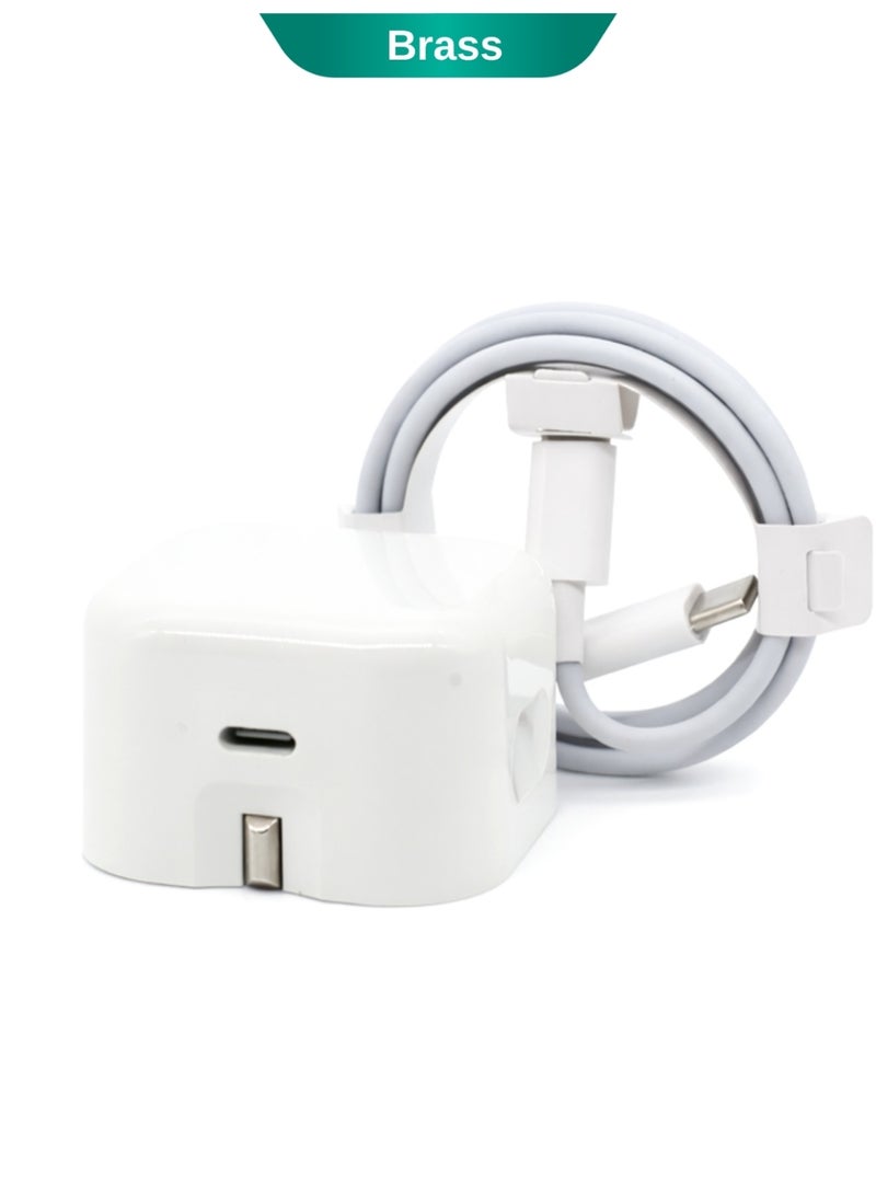 Brass شاحن سريع USB-C بقوة 45 واط بتقنية الشحن السريع PD مع كابل USB-C إلى Lightning، محول شحن سريع لأجهزة iPhone و iPad، شاحن سفر صغير الحجم عالي السرعة - Image 3
