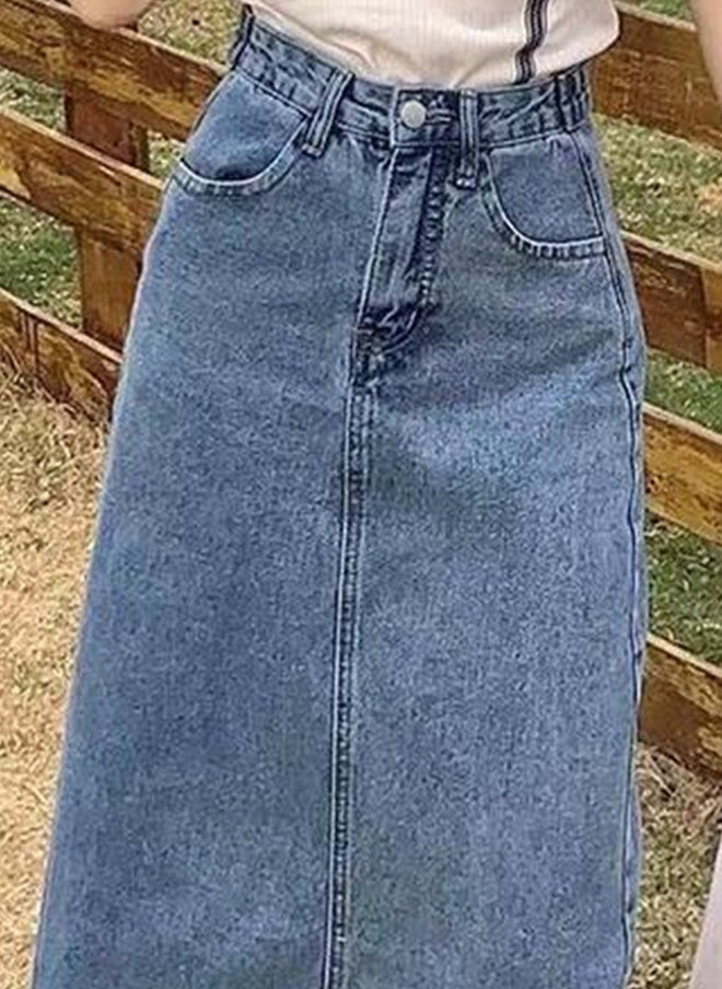 YUNIQEE تنورة جينز ميدي واسعة للنساء - Image 4