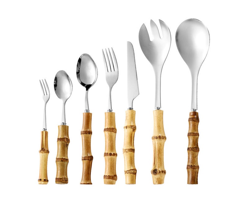 Bamboo 410 Stainless Steel Western Tableware Set - Silver - Image 1