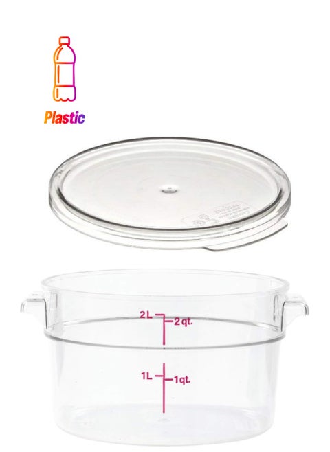 Cambro RFSCW2135 Camwear 1.9l Clear Round Food Storage Container with RFSCWC2135 Clear Round Lid