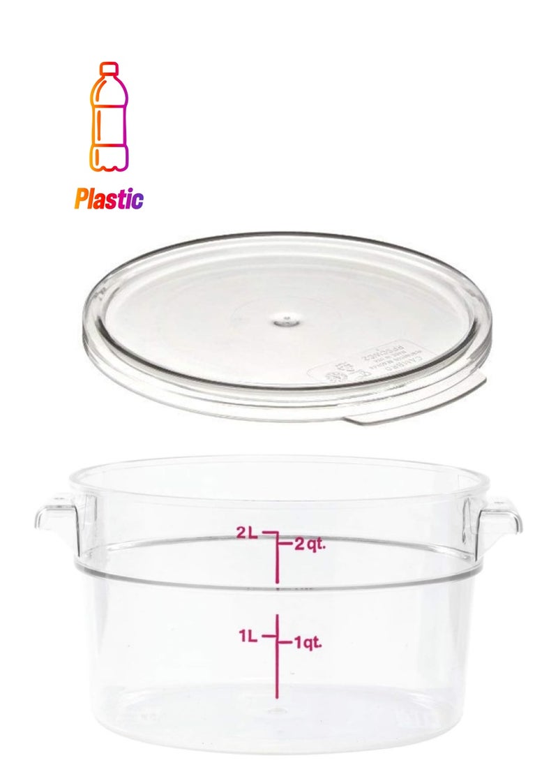 Cambro - Cambro RFSCW2135 Camwear 1.9l Clear Round Food Storage Container with RFSCWC2135 Clear Round Lid - Image 1