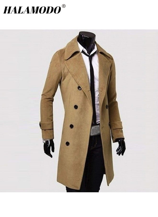 هالامودو معطف شتوي للرجال معطف طويل بقبعة وقبة مزدوجة معطف دافئ للأجواء الباردة ومظهر عصري - Image 4