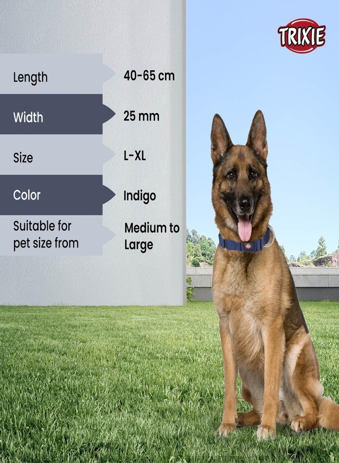 Trixie Premium Dog Collar Neck Belt, Stylish Design, Adjustable Webbing Tape, Strain Relief, with Leash Connector (L-XL, Indigo) - Image 4