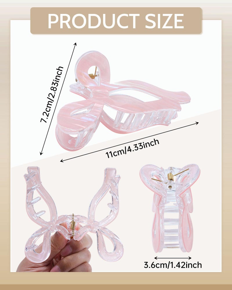 Mesovor 4 Pack Elegant Bow Hair Claw Clips, Nonslip 4.3" Large Hair Grip Hairclips for Thin and Thick | Acrylic Hair Strong Hold Hair Jaw Clamps (Mermaid Stripes) - Image 2
