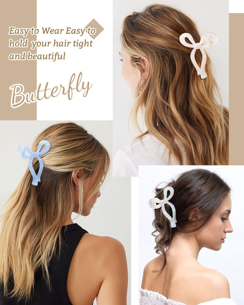 Mesovor 4 Pack Elegant Bow Hair Claw Clips, Nonslip 4.3" Large Hair Grip Hairclips for Thin and Thick | Acrylic Hair Strong Hold Hair Jaw Clamps (Mermaid Stripes) - Image 4