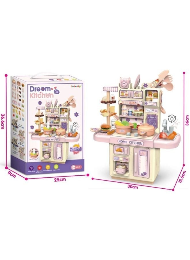 فيكسبلورن مجموعة ألعاب مطبخ مكونة من 34 قطعة، لعبة طبخ محاكاة، لعبة تقمص أدوار مع بخار وأضواء واقعية، هدية مثالية للفتيات في أعياد الميلاد، مناسبة للفتيات والفتيان من عمر 3 سنوات فما فوق. - Image 2