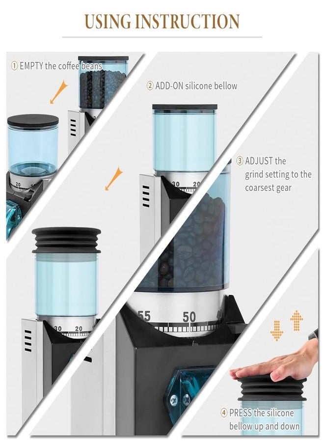 كافيهماسي منفاخ قادوس جرعة واحدة من CAFEMASY متوافق مع مطاحن حبوب البن Baratza Encore ESP Rancilio Rocky، غطاء قادوس حبوب البن، مضخة هواء، أدوات تنظيف مطاحن القهوة - Image 5