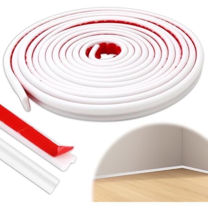 6M  2.3CM WALL MOLDING TRIM, SELF ADHESIVE CHAIR RAIL PANELS BEADING PEEL AND STICK WALL MOULDING PANELS FLEXIBLE WHITE FLEXIBLE MOULDING TRIM DECORATIVE EDGING STRIP FOR TILE MIRROR CEILING FLOOR - Image 1