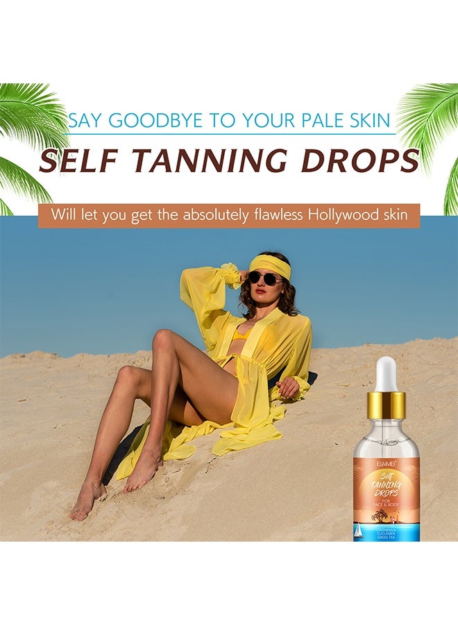 Elaimei Self Tanning Drops ，for Face & Body - Fast-Acting, Long-Lasting Tan - Vegan & Cruelty Free, Customizable Shade - Mix with Moisturizer, Natural Ingredients - 60ml - Image 2