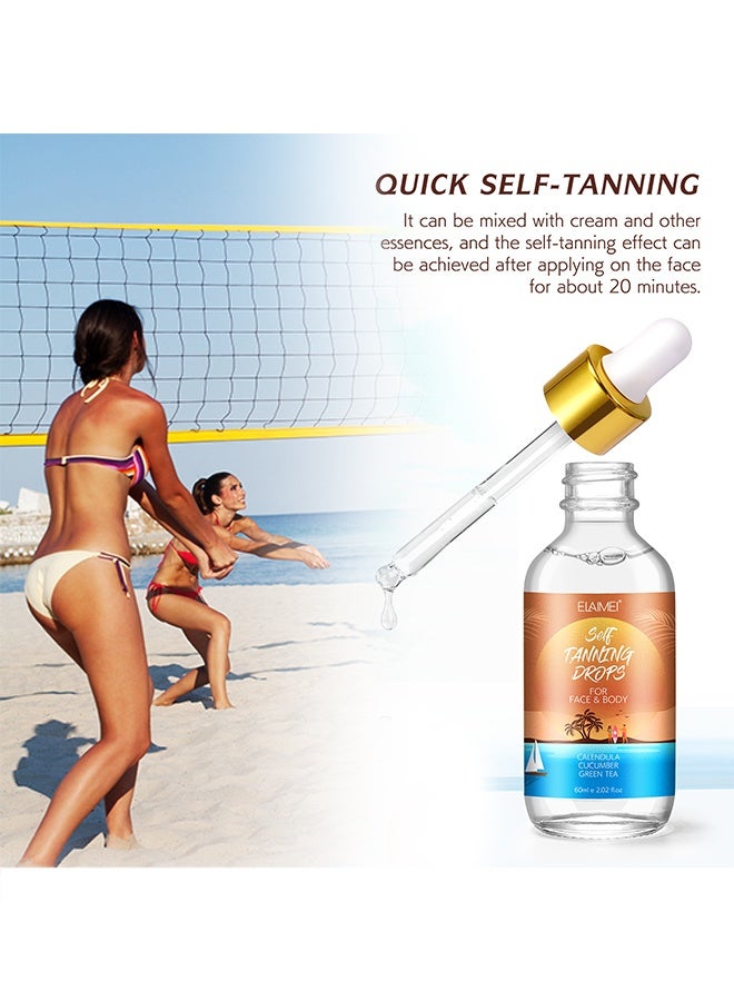 Elaimei Self Tanning Drops ，for Face & Body - Fast-Acting, Long-Lasting Tan - Vegan & Cruelty Free, Customizable Shade - Mix with Moisturizer, Natural Ingredients - 60ml - Image 5