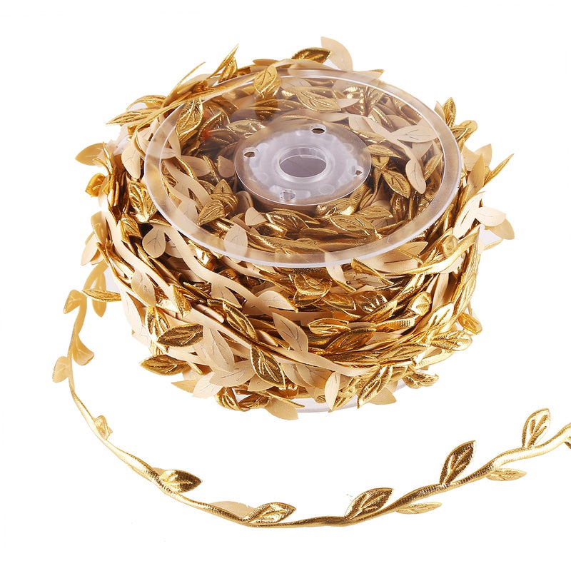 DECORA 36 Yards Artificial Gold Leaf Ribbon Trim for Wreath Making and Christmas Gift Wrapping Wedding Decoration - Image 1