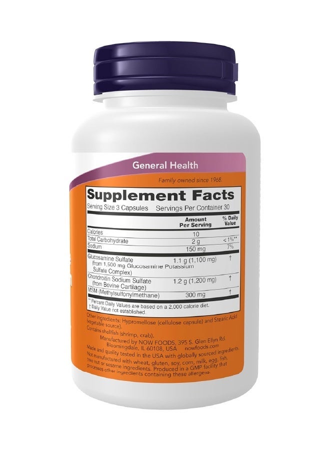 Now Foods Glucosamine and Chondroitin with MSM - 90 caps - Image 2