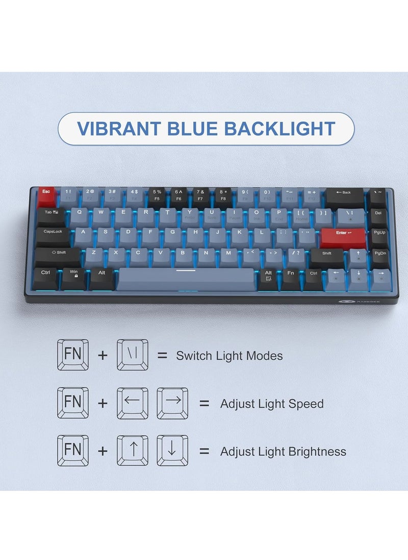 MageGee - SKY68 Mechanical Gaming Keyboard, Outemu Brown Switch, Blue LED Backlit - Image 1