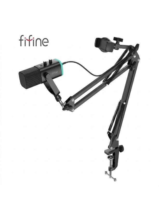 FIFINE [UPGRADED] FIFINE XLR/USB Gaming Microphone Set, Dynamic PC Mic for Streaming Podcasting, Computer RGB Mic Kit with Boom Arm Stand, Mute Button, Headphones Jack, for Recording Vocal Voice-Over-AmpliGame AM8TNEO - Image 1