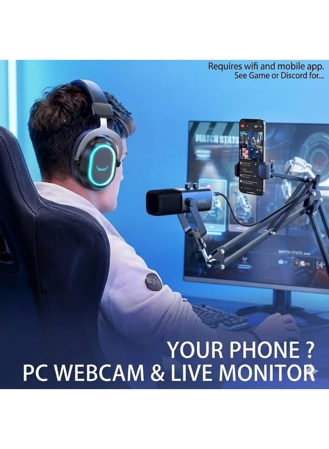 FIFINE [UPGRADED] FIFINE XLR/USB Gaming Microphone Set, Dynamic PC Mic for Streaming Podcasting, Computer RGB Mic Kit with Boom Arm Stand, Mute Button, Headphones Jack, for Recording Vocal Voice-Over-AmpliGame AM8TNEO - Image 5