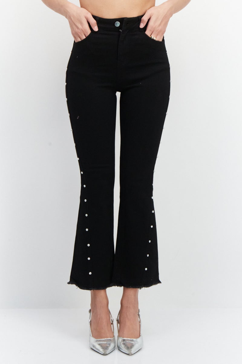 VERO MODA جينز ضيق للنساء بتمدد، غامق، أسود - Image 1