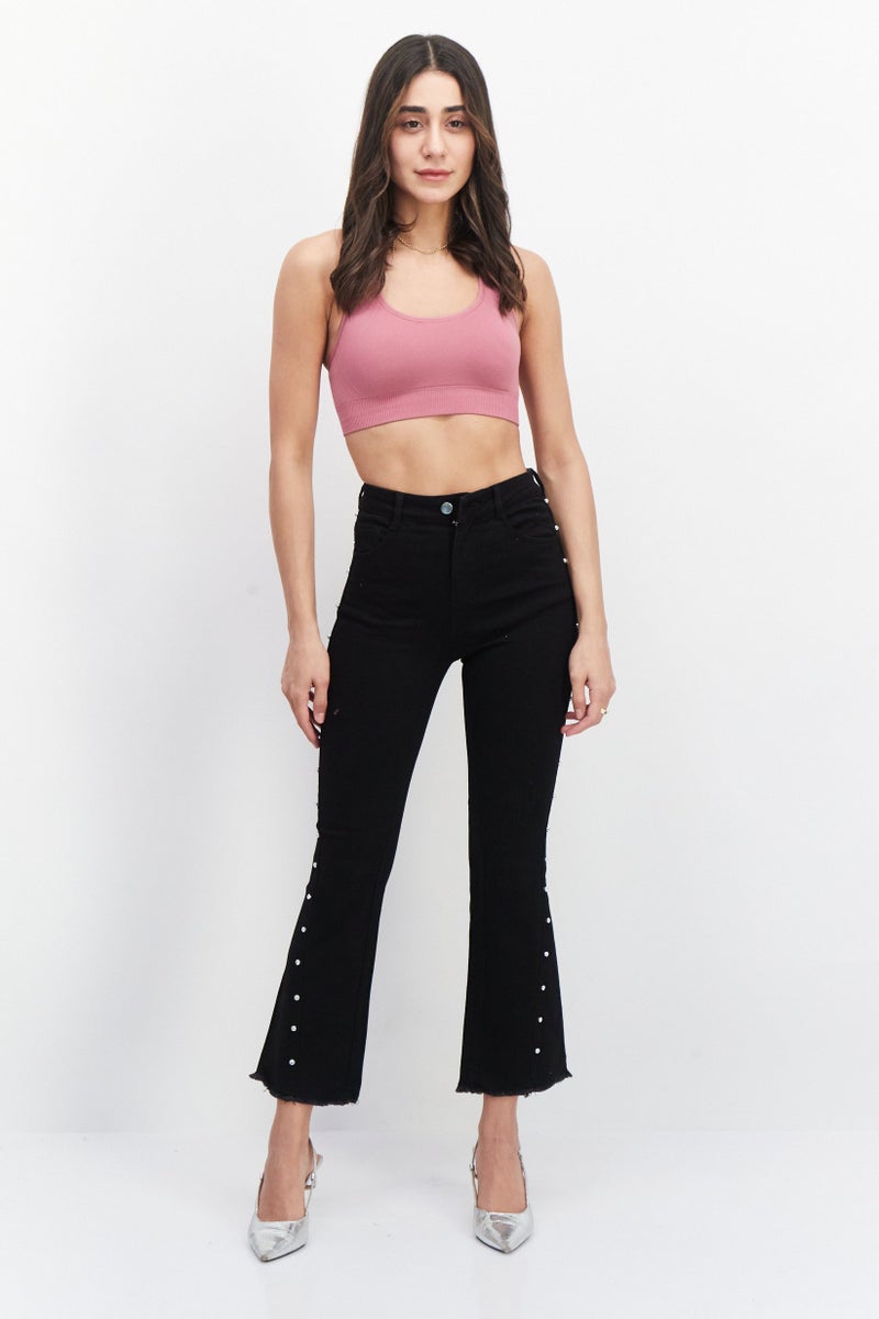 VERO MODA جينز ضيق للنساء بتمدد، غامق، أسود - Image 4