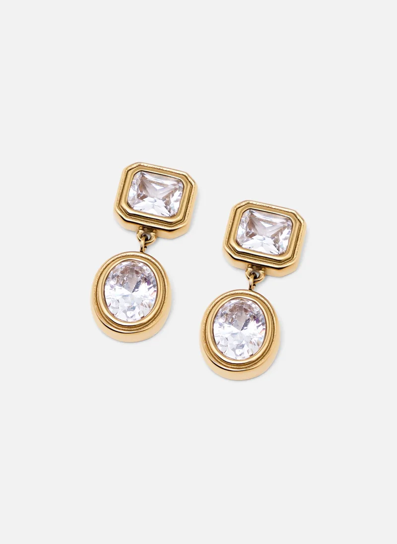 Lichi Vintage style golden earrings with large stones