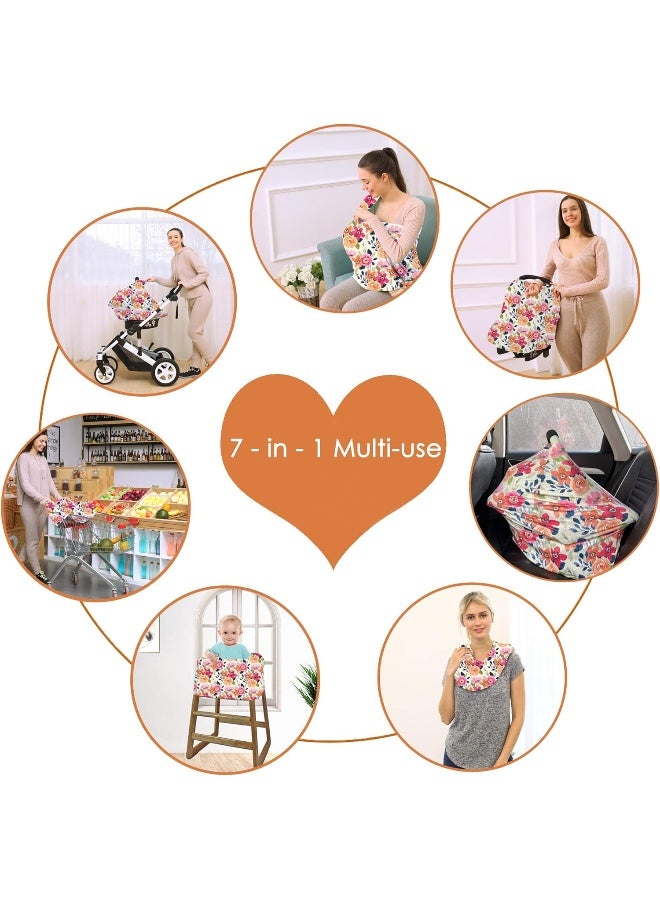Hicoco Multi-use Carseat Canopy Cover - Breathable Breastfeeding Covers, Car Seat Covers for Babies, Stroller Canopy Cover (Mix Floral) - Image 4