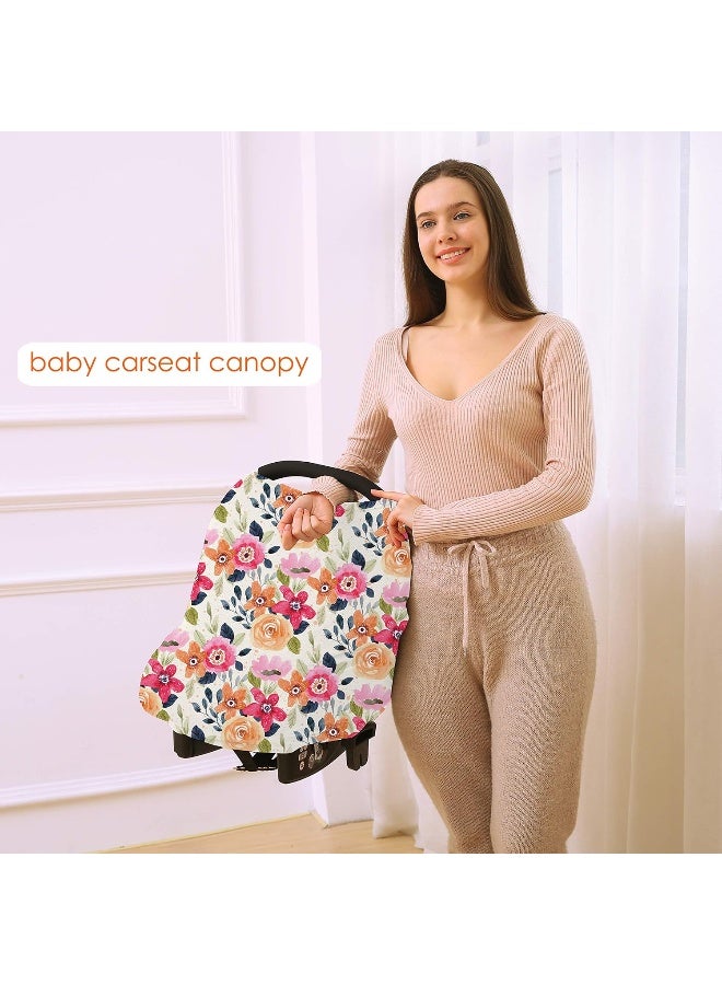 Hicoco Multi-use Carseat Canopy Cover - Breathable Breastfeeding Covers, Car Seat Covers for Babies, Stroller Canopy Cover (Mix Floral) - Image 2