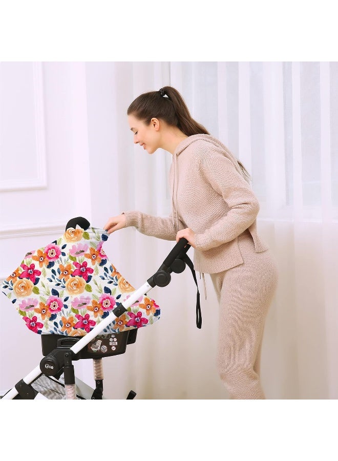 Hicoco Multi-use Carseat Canopy Cover - Breathable Breastfeeding Covers, Car Seat Covers for Babies, Stroller Canopy Cover (Mix Floral) - Image 5