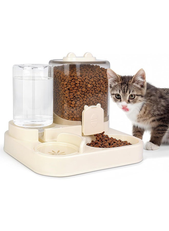 سعيد وحدة تغذية الحيوانات الأليفة وموزع المياه 2 في 1، تصميم الجاذبية التلقائي للقطط والكلاب - خالية من مادة BPA، سعة كبيرة - Image 1