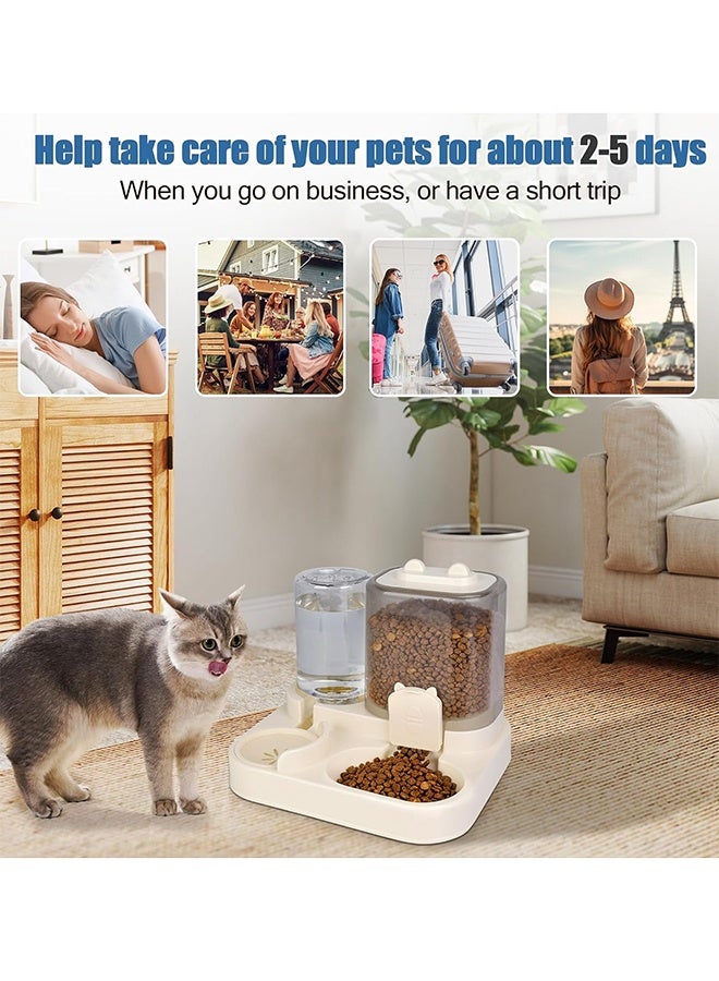 سعيد وحدة تغذية الحيوانات الأليفة وموزع المياه 2 في 1، تصميم الجاذبية التلقائي للقطط والكلاب - خالية من مادة BPA، سعة كبيرة - Image 3