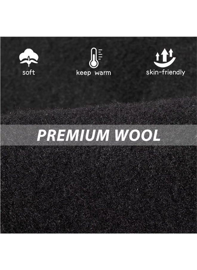 GADIEMKENSD - Winter Bucket Hat Premium Wool Packable Plain Colors Warm Soft Felt Wool Bucket Hats For Women Men Unisex Casual Outdoor Hiking Fisherman Cap Black M - Image 1