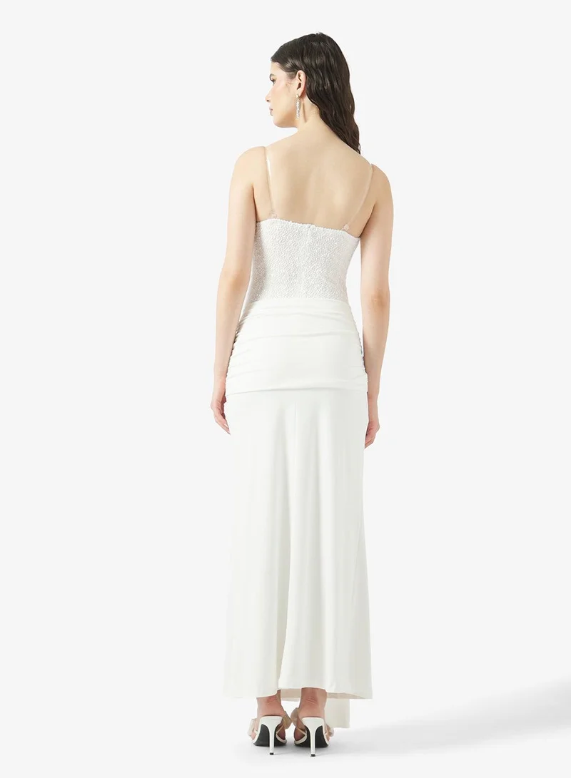Ginger Corset Bodice Dropwaist Dress with Draped Trail