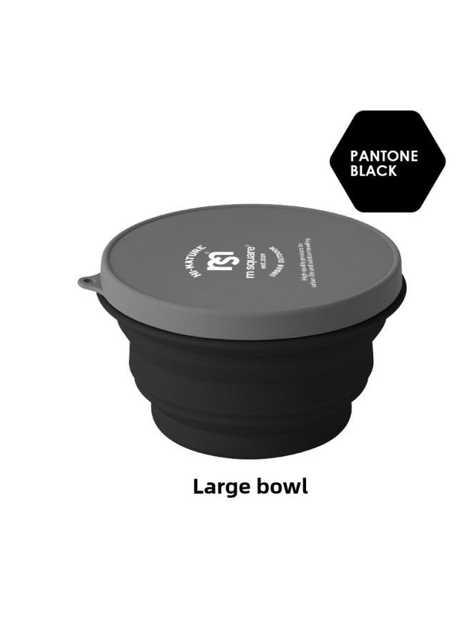 M Square Silicone Folding Kettle Portable Outdoor Camping Open Fire Coffee Tea Card Stove Cookware-Color:Large Black Bowl (1000mL)-Capacity:Custom