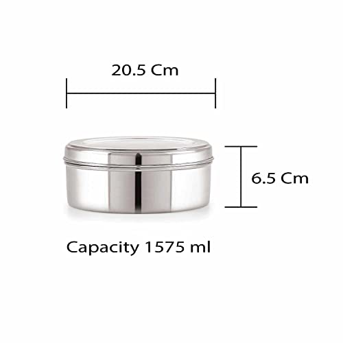 neelam Stainless Steel Spice Box, Masala Dabba with airtight Steel Lid, 7 Containers with 1 Spoon & 1 Steel Plate, Organize Spices, Durable & Elegant Kitchen Storage for Home Cooking, Silver, 1575 ml - Image 3