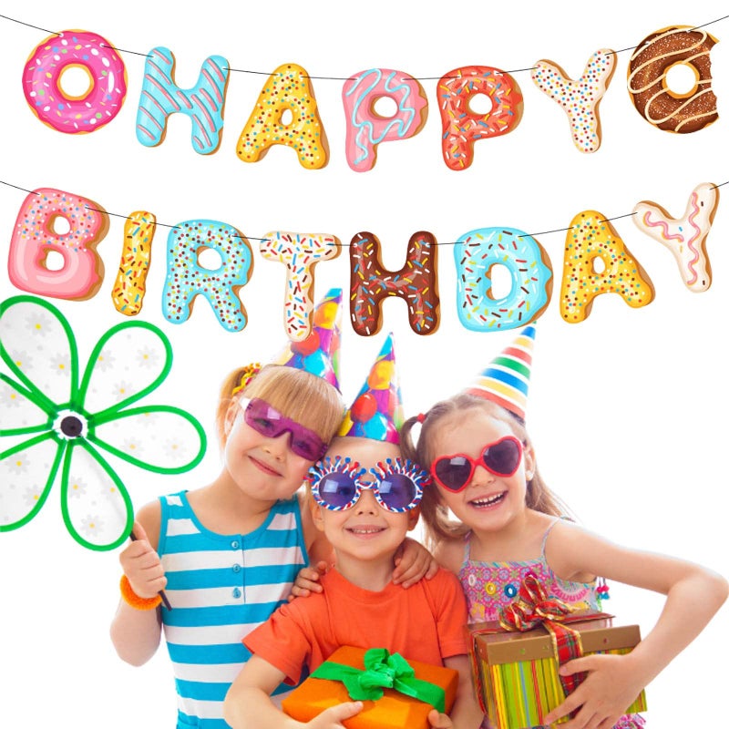 BIEUFBJI Donut Happy Birthday Banner Donut Party Decorations Donut Theme Birthday Party Kids Birthday Baby Shower Wall Decoration - Image 5