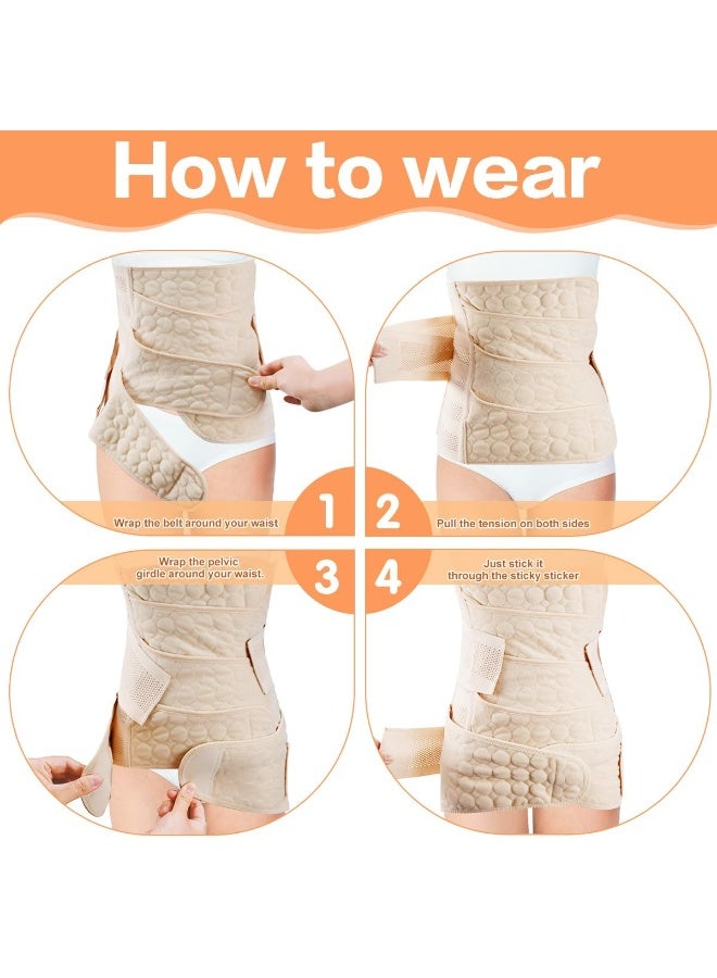 كيلا حزام 2 في 1 لشد البطن بعد الولادة القيصرية، وحزام لدعم البطن والخصر والحوض والحزام للتعافي بعد الولادة - مريح، قابل للتهوية، قابل للتعديل - بيج، مقاس كبير - Image 4
