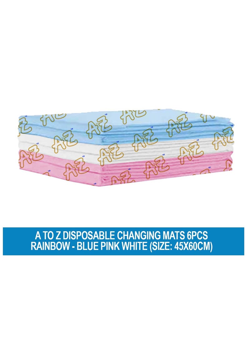 STAR BABiES A to Z  Disposable Changing Mats - 45 x 60cm - Large Pack of  of 6 - Blue/Pink/White-Rainbow  - Image 2