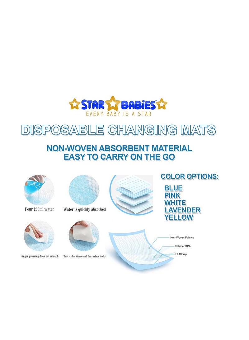 STAR BABiES A to Z  Disposable Changing Mats - 45 x 60cm - Large Pack of  of 6 - Blue/Pink/White-Rainbow  - Image 3
