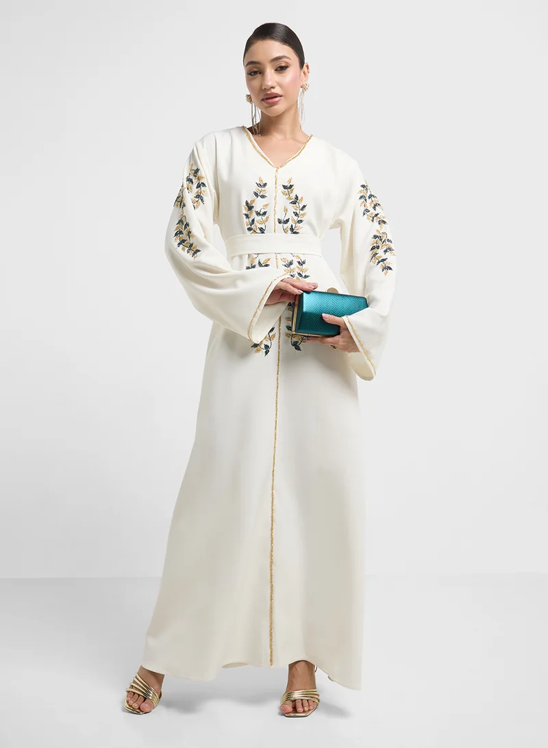hayas closet Embellished Belted Jalabiya