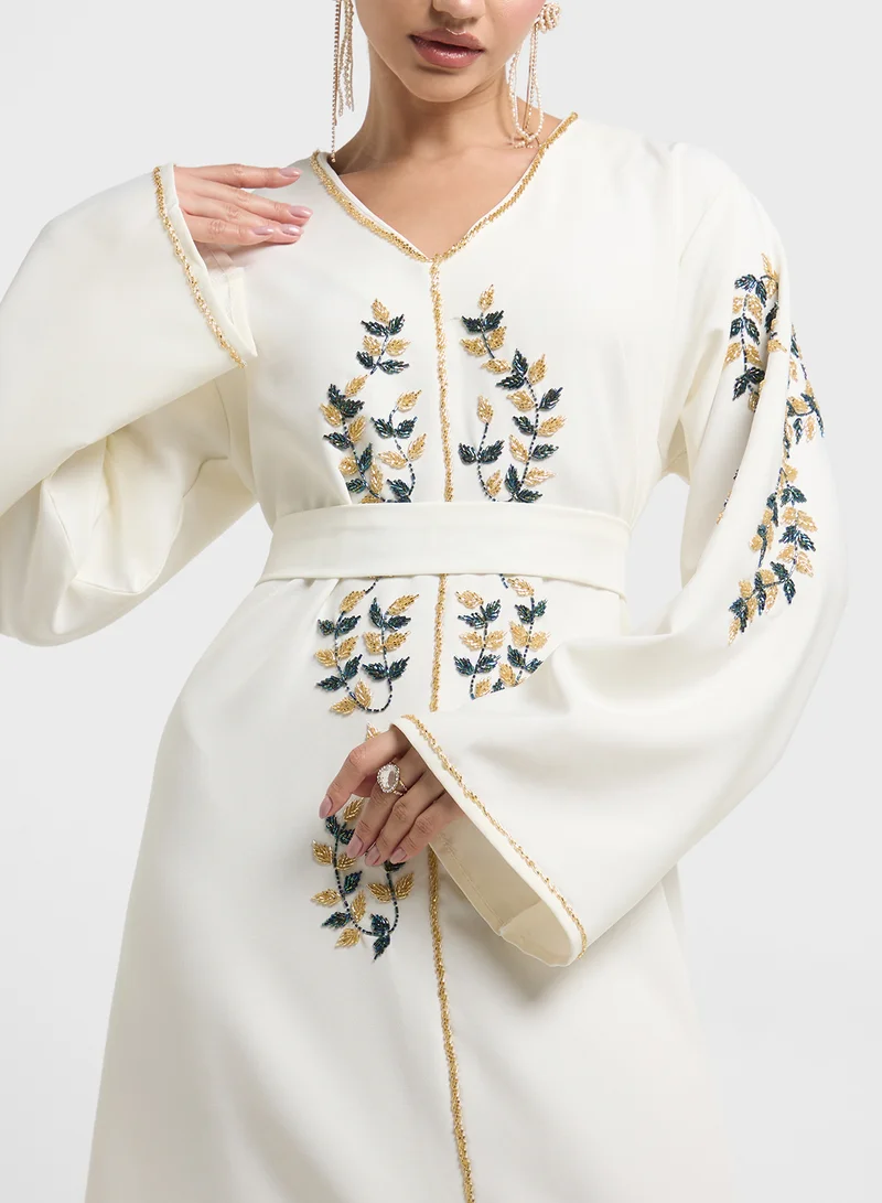 hayas closet Embellished Belted Jalabiya