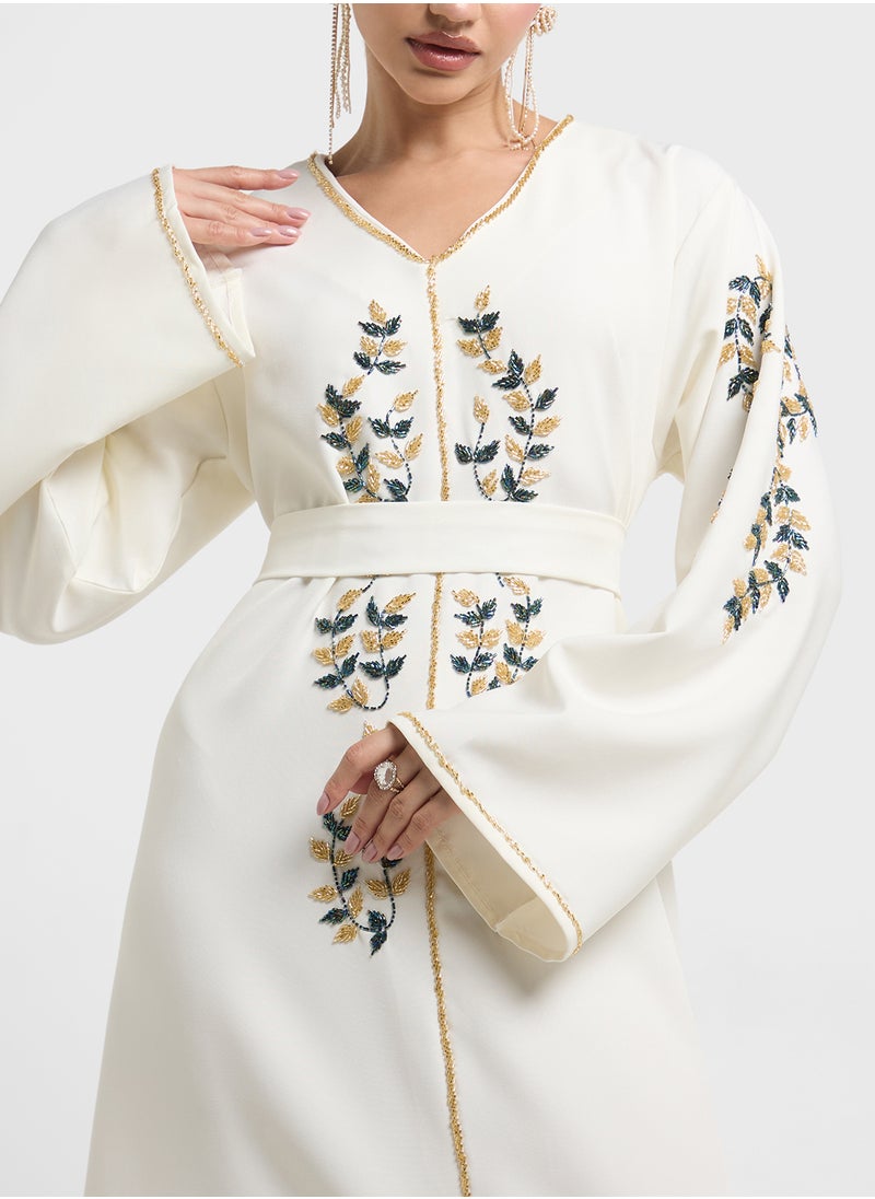 hayas closet Embellished Belted Jalabiya  - Image 3