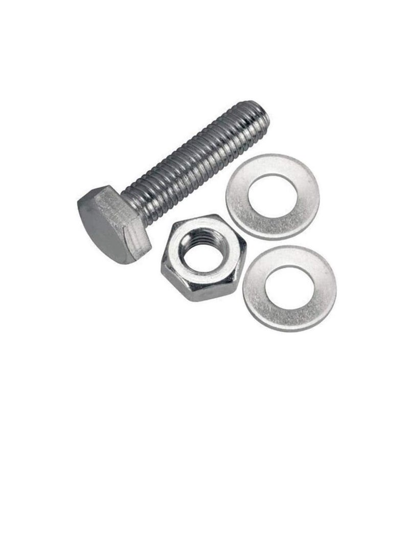12 pcs Hex Head Screw Bolts Nuts & Washers Fully Thread GI Plain Finish Bolt Set. (10, 25MM) - Image 1