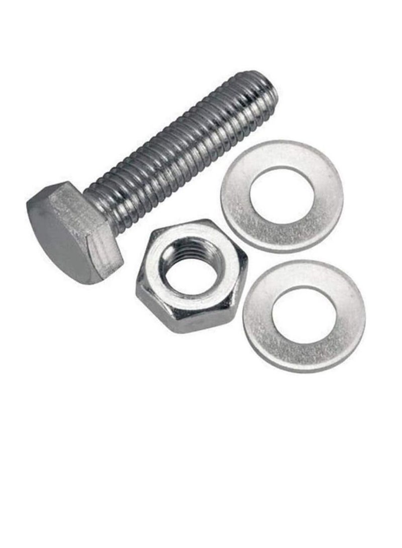 12 pcs Hex Head Screw Bolts Nuts & Washers Fully Thread GI Plain Finish Bolt Set. (10, 25MM) - Image 3